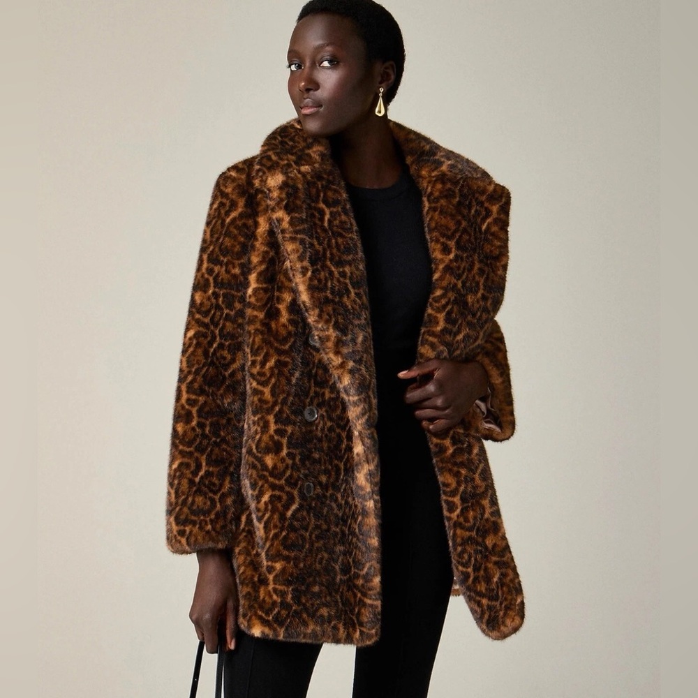 J. Crew Faux Fur Peacoat in Leopard